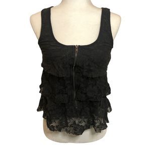 UO Pins & Needles Tiered Lace Grey Top